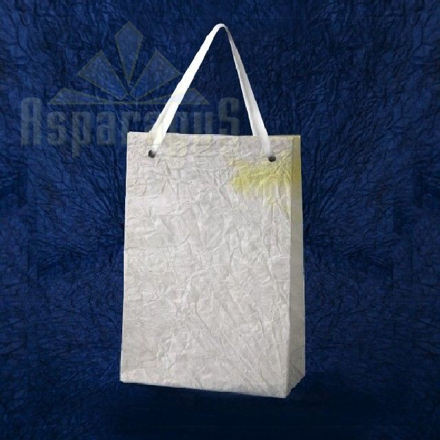 PAPER BAG WITH HANDLES 7X9X13CM/WHITE-YELLOW