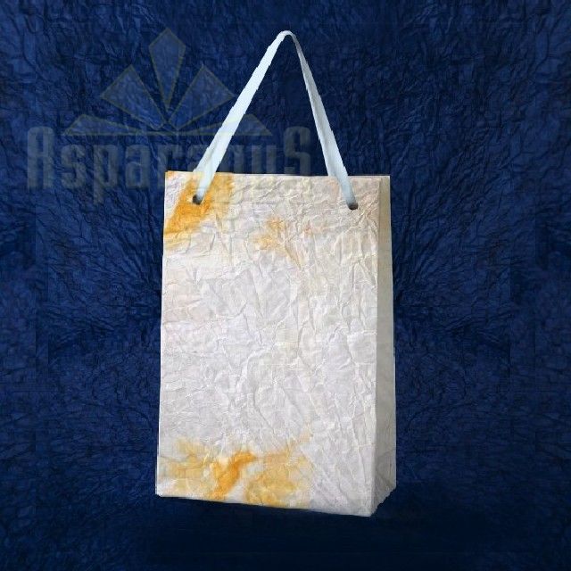 PAPER BAG WITH HANDLES 7X9X13CM/WHITE-ORANGE