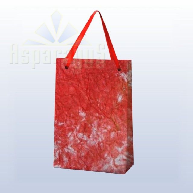 PAPER BAG WITH HANDLES 7X9X13CM/WHITE-RED