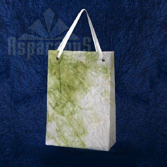 PAPER BAG WITH HANDLES 7X9X13CM/WHITE-TOBACCO GREEN