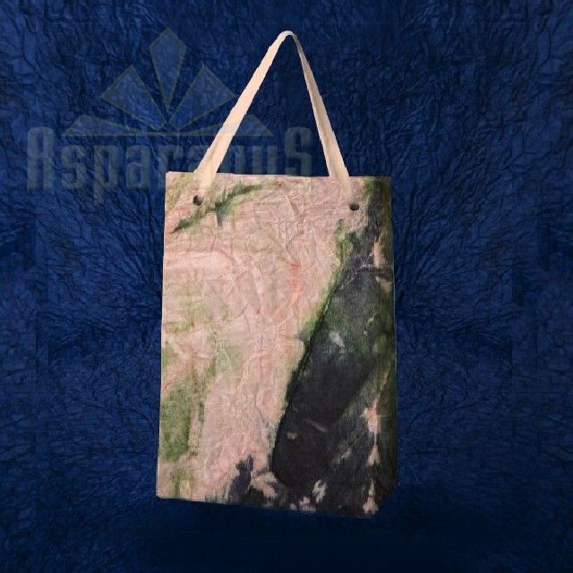 PAPER BAG WITH HANDLES 7X9X13CM/PEACH-DARK GREEN