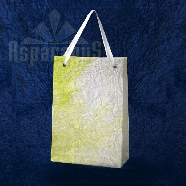 PAPER BAG WITH HANDLES 7X9X13CM/WHITE-NEON GREEN