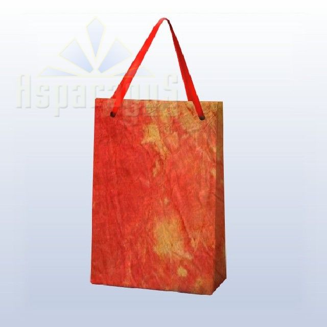 PAPER BAG WITH HANDLES 7X9X13CM/MEDIUM ORANGE-RED