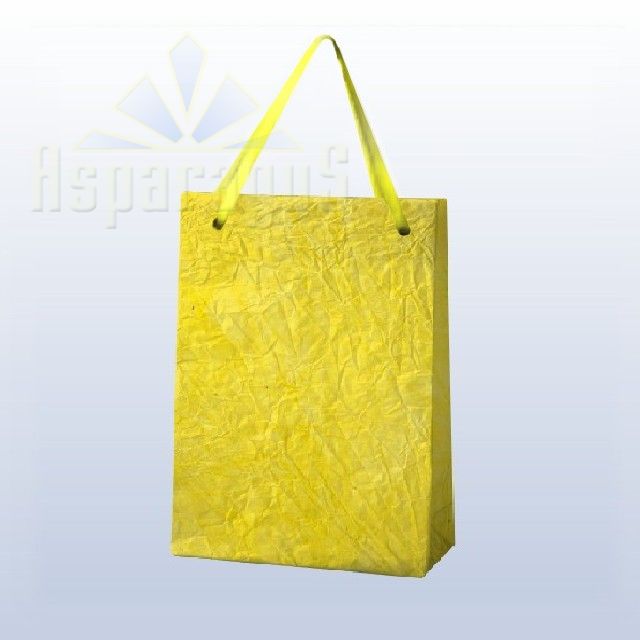 PAPER BAG WITH HANDLES 9X11X13CM/LIGHT YELLOW