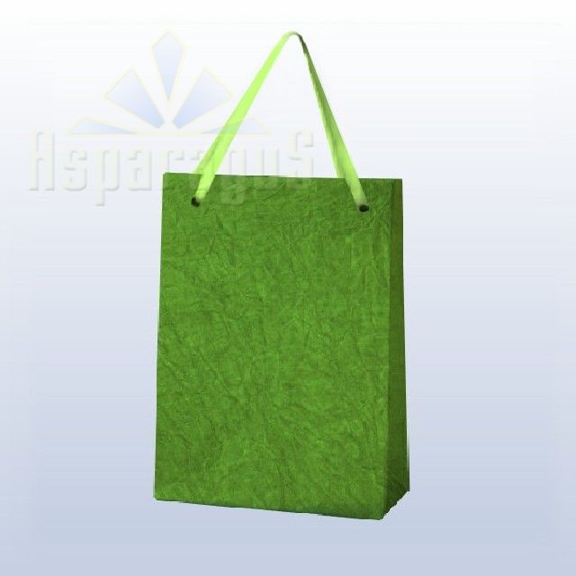 PAPER BAG WITH HANDLES 9X11X13CM/TOBACCO GREEN