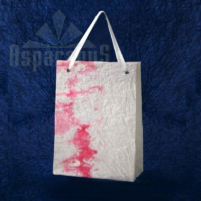 PAPER BAG WITH HANDLES 9X11X13CM/WHITE-PINK