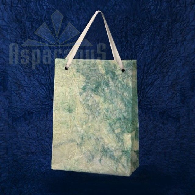 PAPER BAG WITH HANDLES 9X11X13CM/CREAM-GREEN