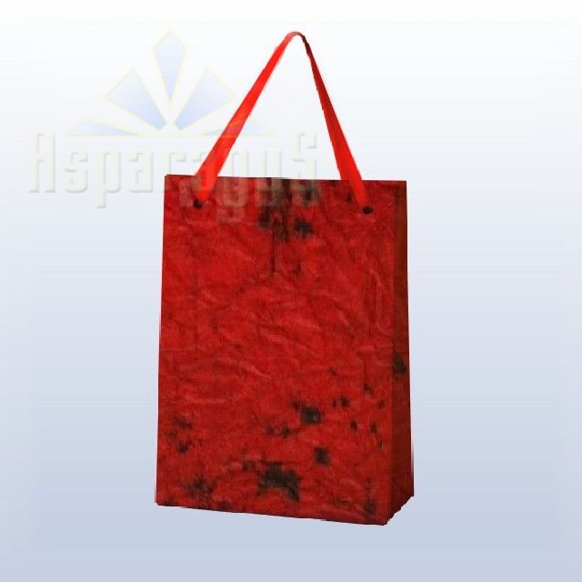 PAPER BAG WITH HANDLES 9X11X13CM/RED-BLACK