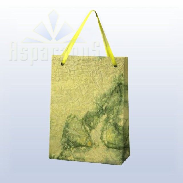 PAPER BAG WITH HANDLES 9X11X13CM/YELLOW-GREEN