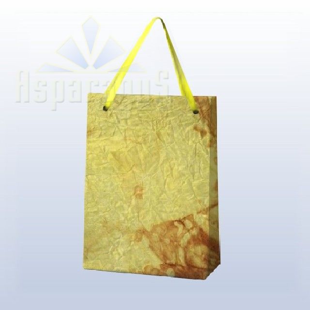PAPER BAG WITH HANDLES 9X11X13CM/YELLOW-BROWN