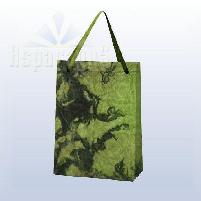 PAPER BAG WITH HANDLES 9X11X13CM/TOBACCO GREEN-DARK GREEN