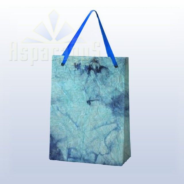 PAPER BAG WITH HANDLES 9X11X13CM/LIGHT BLUE-DARK BLUE