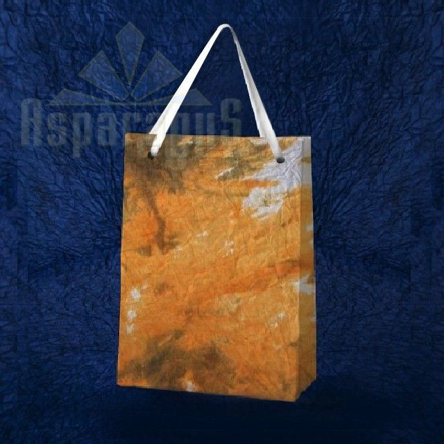 PAPER BAG WITH HANDLES 9X11X13CM/WHITE-ORANGE-GREEN