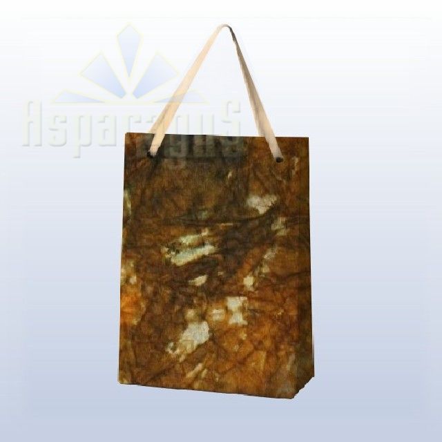PAPER BAG WITH HANDLES 9X11X13CM/CREAM-ORANGE-BROWN