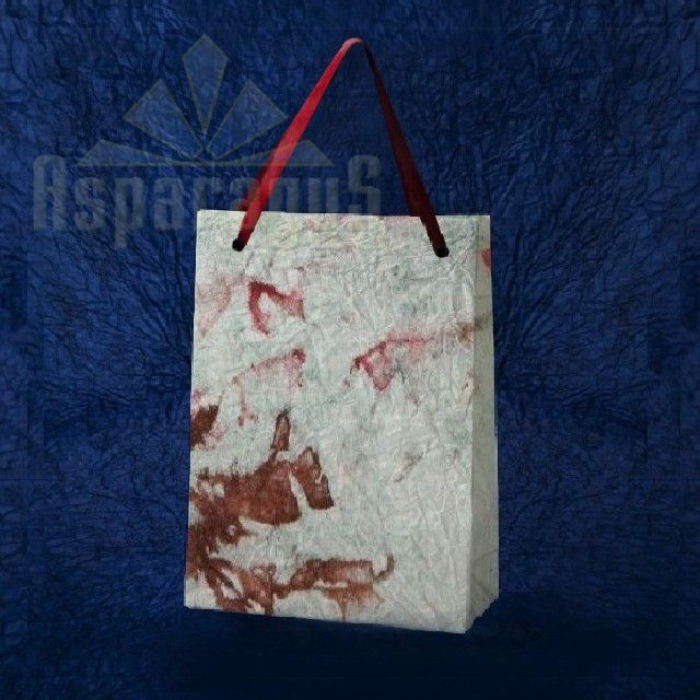 PAPER BAG WITH HANDLES 9X11X13CM/APPLE GREEN-BORDEAUX