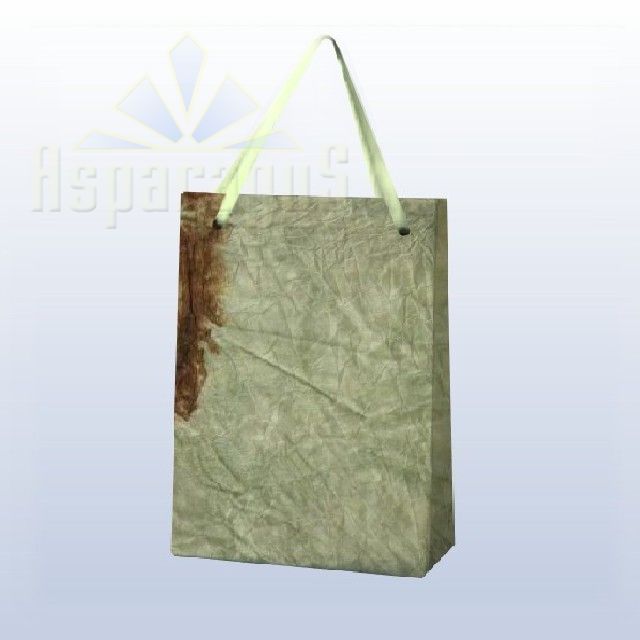 PAPER BAG WITH HANDLES 9X11X13CM/APPLE GREEN-BROWN