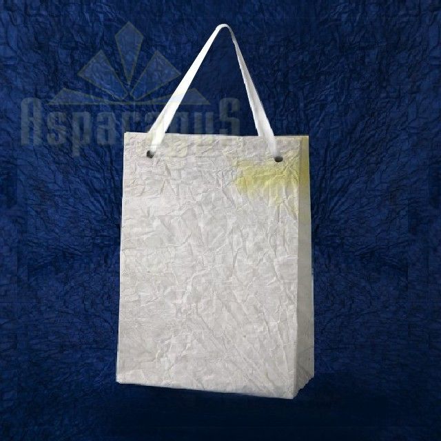 PAPER BAG WITH HANDLES 9X11X13CM/WHITE-YELLOW