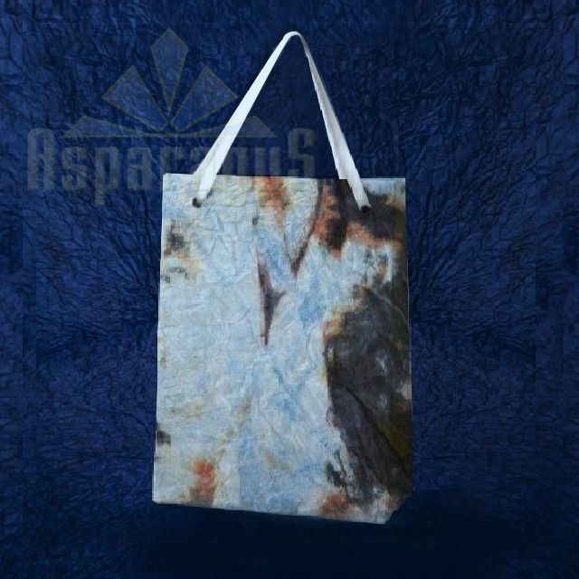 PAPER BAG WITH HANDLES 9X11X13CM/LIGHT BLUE-ORANGE
