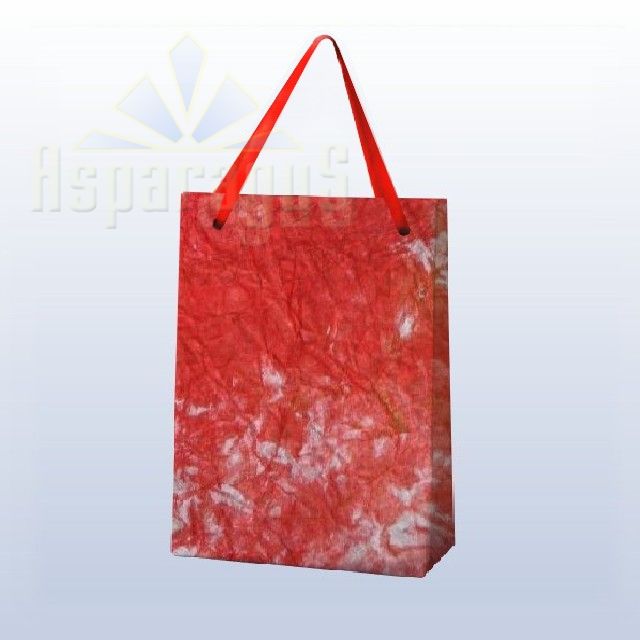 PAPER BAG WITH HANDLES 9X11X13CM/WHITE-RED