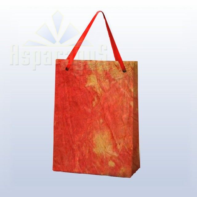 PAPER BAG WITH HANDLES 9X11X13CM/MEDIUM ORANGE-RED