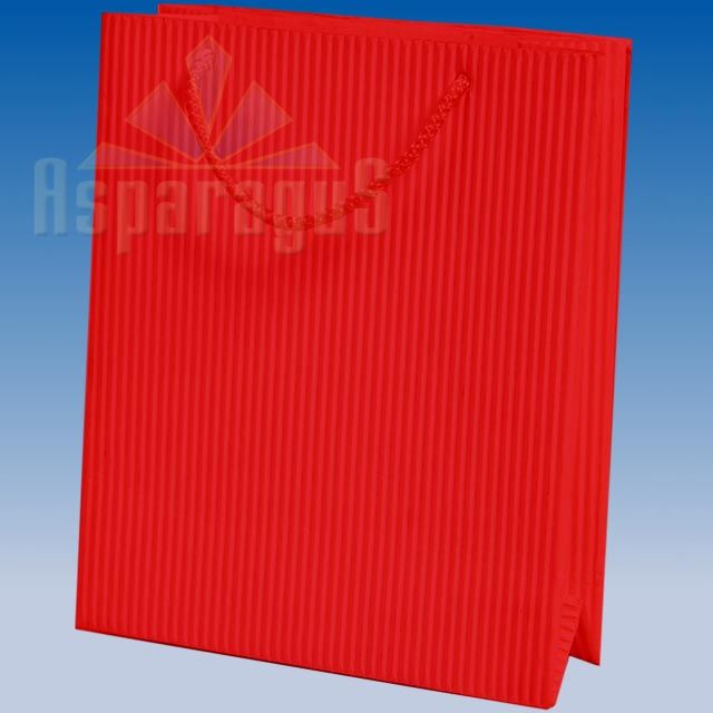 CORRUGATED PAPER BAG WITH STRING HANDLES 7X16X19CM/RED