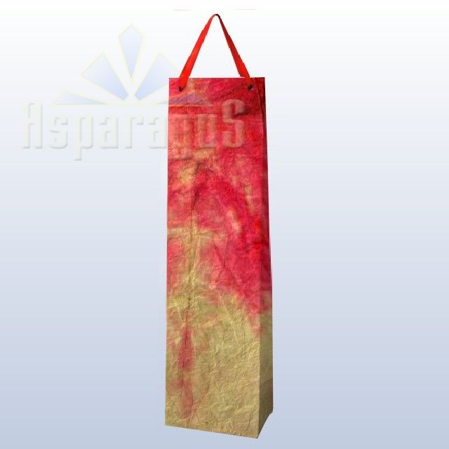PAPER BAG WITH HANDLES 9X11X40CM/MUSTARD YELLOW-RED