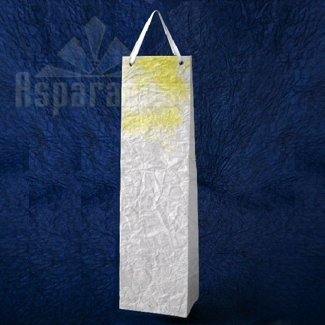 PAPER BAG WITH HANDLES 9X11X40CM/WHITE-YELLOW