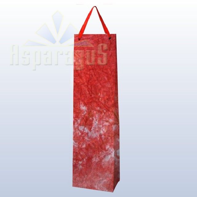 PAPER BAG WITH HANDLES 9X11X40CM/WHITE-RED