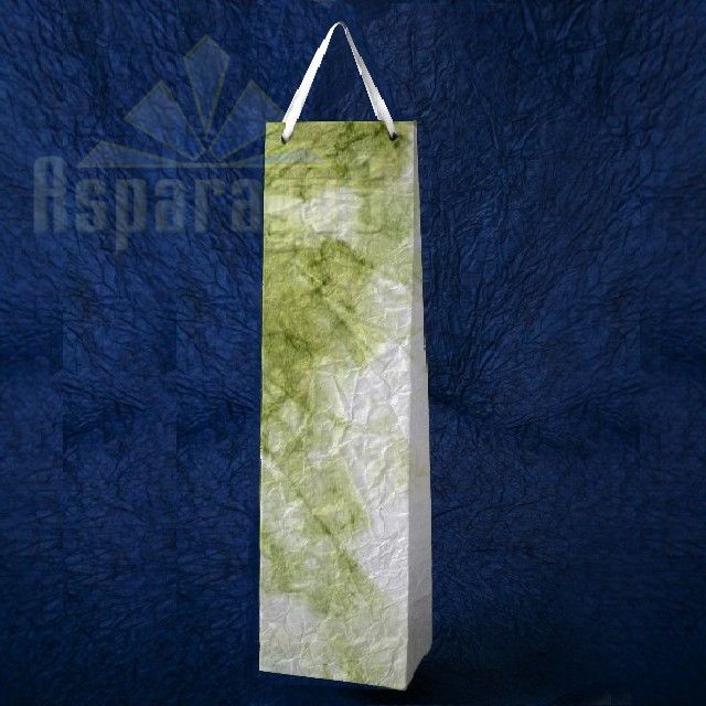 PAPER BAG WITH HANDLES 9X11X40CM/WHITE-TOBACCO GREEN