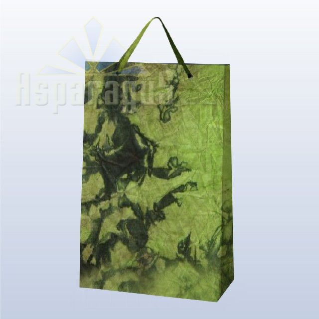 PAPER BAG WITH HANDLES 9,5X23X27CM/TOBACCO GREEN-DARK GREEN