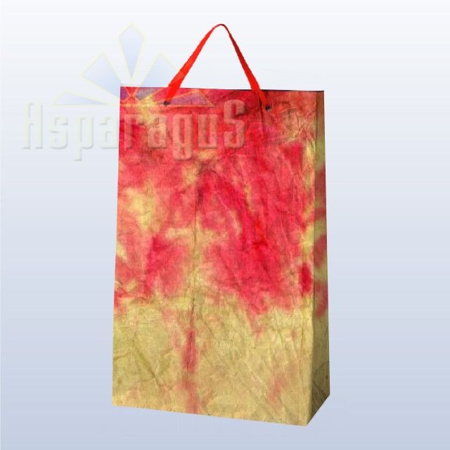 PAPER BAG WITH HANDLES 9,5X23X27CM/MUSTARD YELLOW-RED