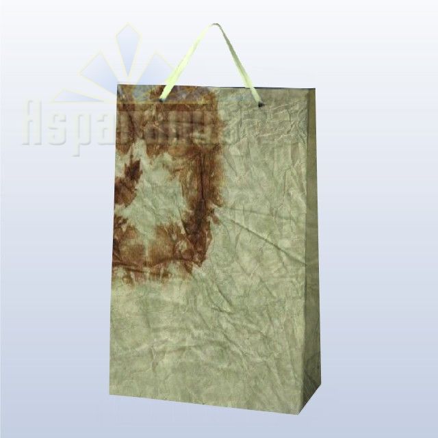 PAPER BAG WITH HANDLES 9,5X23X27CM/APPLE GREEN-BROWN