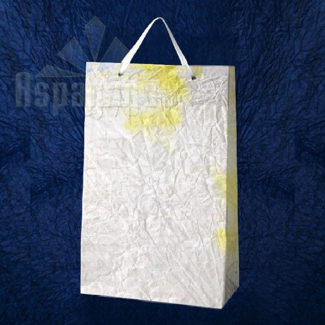 PAPER BAG WITH HANDLES 9,5X23X27CM/WHITE-YELLOW