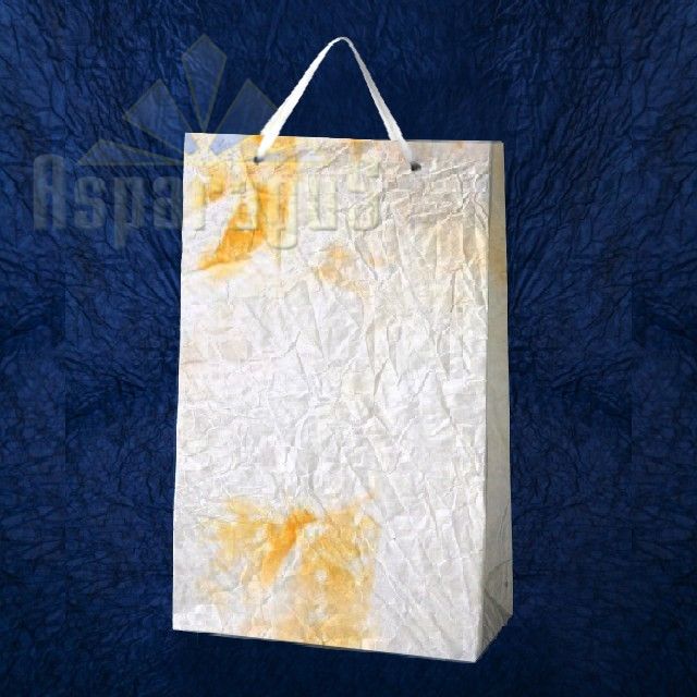 PAPER BAG WITH HANDLES 9,5X23X27CM/WHITE-ORANGE