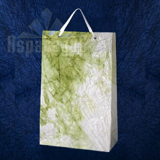 PAPER BAG WITH HANDLES 9,5X23X27CM/WHITE-TOBACCO GREEN