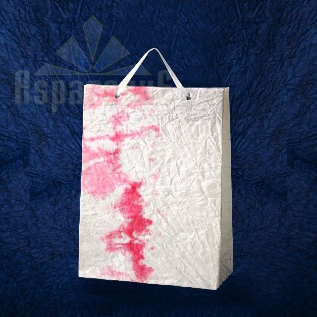 PAPER BAG WITH HANDLES 7X16X15CM/WHITE-PINK