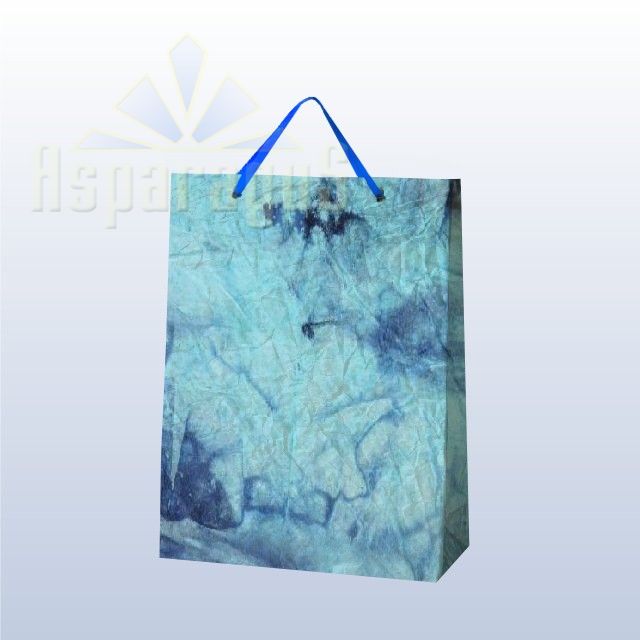 PAPER BAG WITH HANDLES 7X16X15CM/LIGHT BLUE-DARK BLUE
