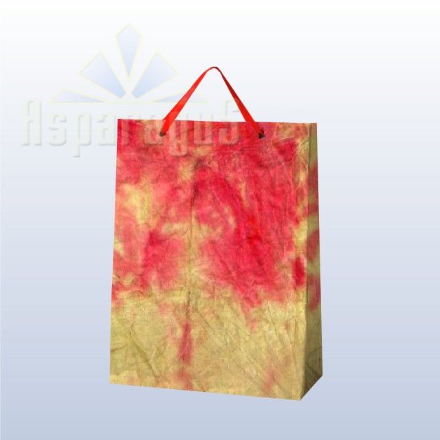 PAPER BAG WITH HANDLES 7X16X15CM/MUSTARD YELLOW-RED