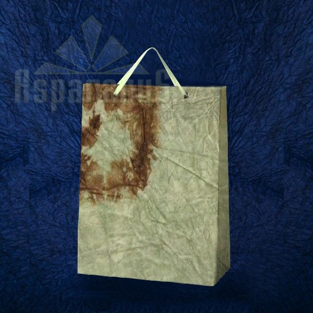 PAPER BAG WITH HANDLES 7X16X15CM/APPLE GREEN-BROWN