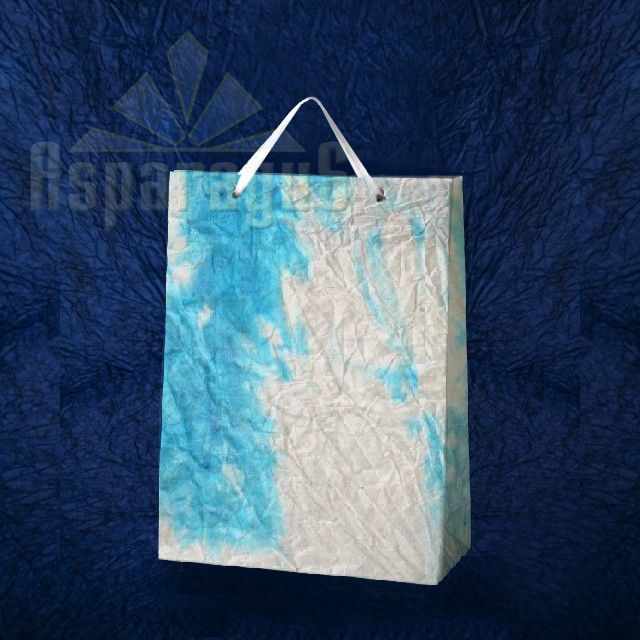 PAPER BAG WITH HANDLES 7X16X15CM/WHITE-LIGHT BLUE