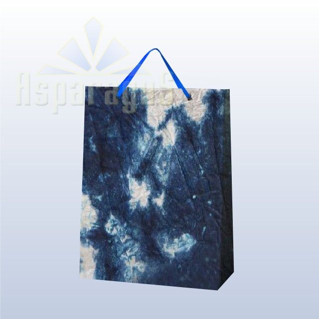 PAPER BAG WITH HANDLES 7X16X15CM/WHITE-TURQUOISE-DARK BLUE