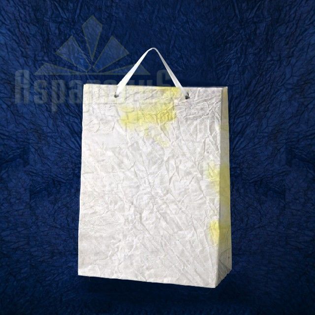 PAPER BAG WITH HANDLES 7X16X15CM/WHITE-YELLOW