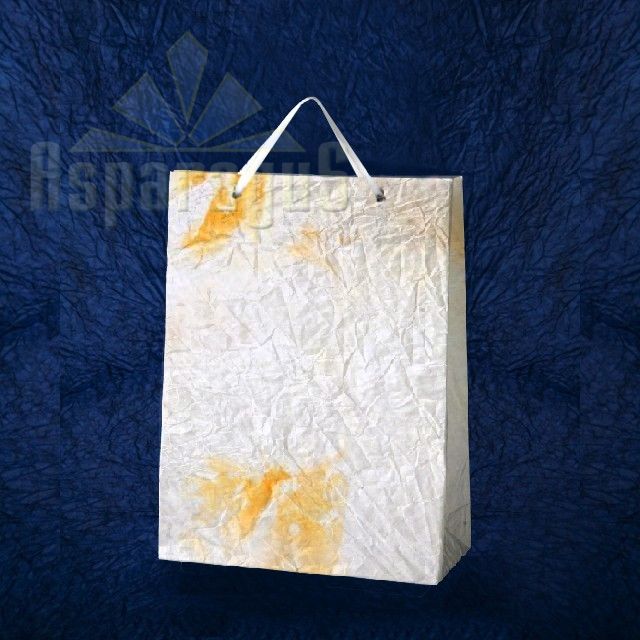 PAPER BAG WITH HANDLES 7X16X15CM/WHITE-ORANGE