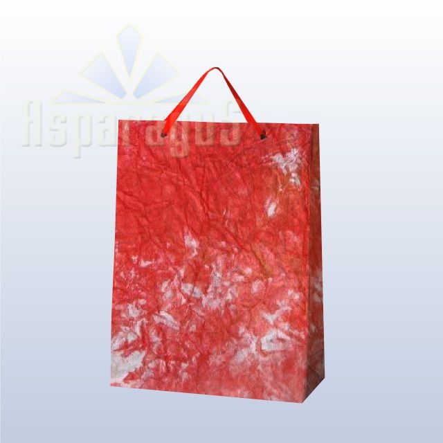 PAPER BAG WITH HANDLES 7X16X15CM/WHITE-RED