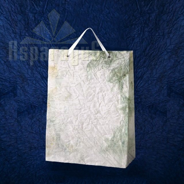 PAPER BAG WITH HANDLES 7X16X15CM/WHITE-TOBACCO GREEN