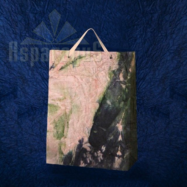 PAPER BAG WITH HANDLES 7X16X15CM/PEACH-DARK GREEN