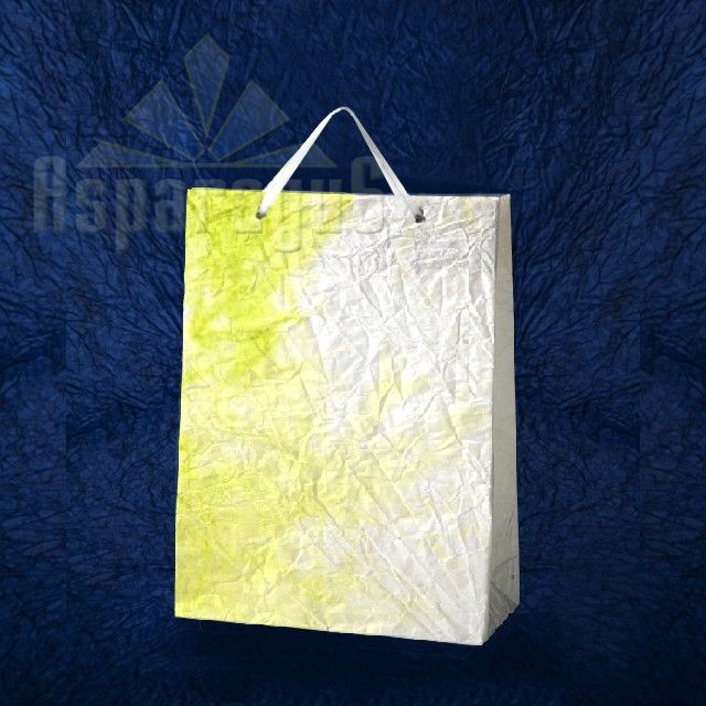 PAPER BAG WITH HANDLES 7X16X15CM/WHITE-NEON GREEN