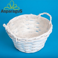 BASKET D: 33X20CM WITH HANDLE D:20CM  H:10CM/ WHITE