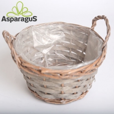 BASKET D: 33X20CM WITH HANDLE D:20CM  H:10CM/ GRAY