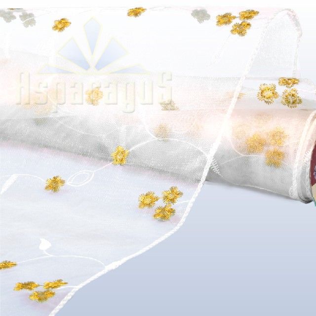 ORGANSA ROLL EMBROIDERED FLOWER PATTERNED 48CMX5M/GOLD
